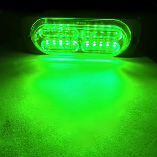 4PCS Strobe Lights for Truck 12-24V 20 LED Slim Surface Mount Emergency Flashing Lights for Vehicles for Car Truck Vehicle SUV ATV, Caution Hazard Warning Light IP68 Waterproof (Green) - color: Green