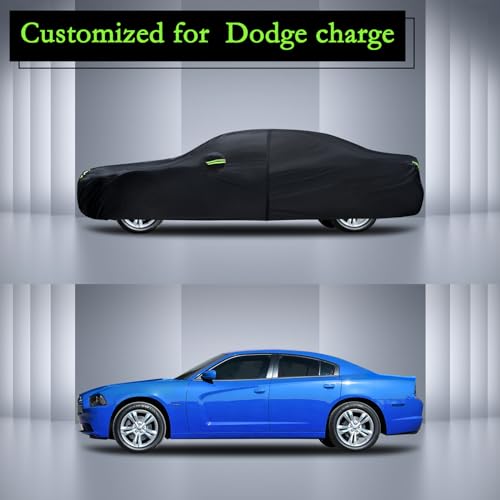 Car Cover Custom Fit for Dodge Charger 2006-2026, Waterproof All Weather Full Exterior Cover Rain Sun Hail Protector Car Cover with Door Zipper - size: Custom Fit for Dodge Charge