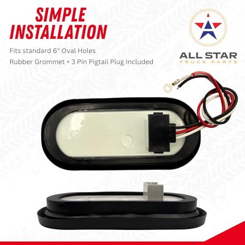 6" Oval LED Recessed Amber Strobe Light/Clear Lens, 24 LED DOT/SAE Approved & Marked, Waterproof, Super Bright High Powered Strobe Towing Construction Truck (2pc With Grommet + 3 Wire Pigtail Plug) - size: 2pc With Grommet (Clear Lens)