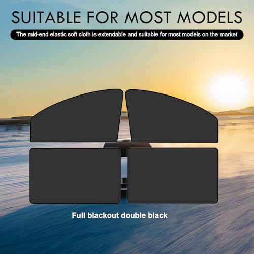 4 PCS Car Side Window Glass Sunshade, 24.41" x 18.9" x 12.99" Front Side Window + 31.5" x 18.9" Rear Side Window Privacy Protection Full Light Blocking Sunshade, for Most Cars (Black) - color: Black
