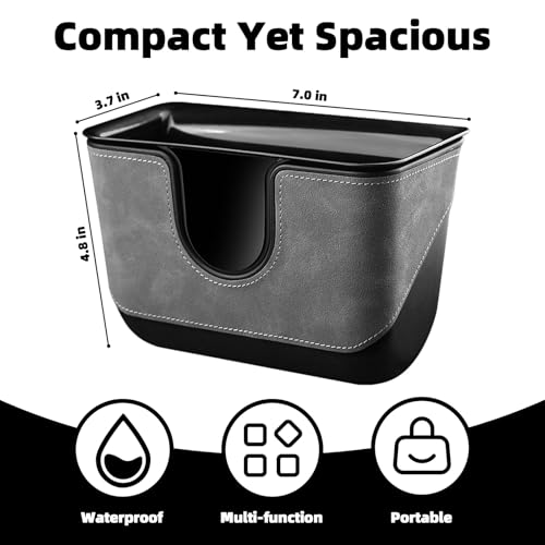 Small Car Trash Can with Double-Layer Design,Leakproof Hanging Car Trash Bin with Large Capacity & Elastic Back Clip,Multi-Purpose Automotive Garbage Can,Vehicle Garbage Bin for SUV Truck (Black)