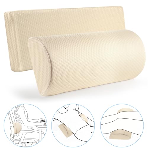 Lumbar Support Pillow for Bed Sleeping Couch, Relief Lower Back Pain, Waterproof Small Lumbar Pillow for Car, Recliner Cushions for Elderly, Memory Foam Office Chair Lower Back Support Cushion