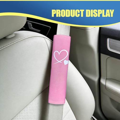Craedli 2PCS Heart-Shaped Car Seat Belt Covers, Comfortable Auto Seat Shoulder Strap Pads Protect Neck, Cute Soft Vehicle Safe Harness Pad for Most Cars (Pink) - color: Pink