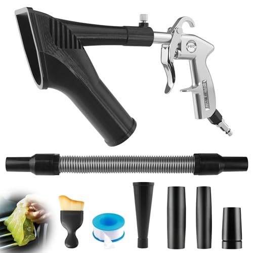 GOCCIDA 2IN1 Car Interior Detailing Air Blow Gun & vacunm Gun with Adjustable Air Flow Nozzle,Cleaning Gun Quickly Blasts Dirt and Dust from Surface Works with Air Compressor(Upgrade Rotate Tube) - color: white
