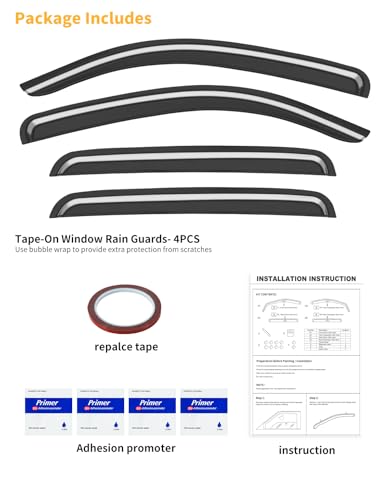 Outside-Mount Window Rain Guards Fit for Toyota Tacoma 2005-2015 Double Cab, Extra Durable Window Visors Wind Deflector Dark Smoke Vent Shades Truck Car Tape-on with Thicker 4PCS - size: Fit for 2005-2015 Toyota Tacoma