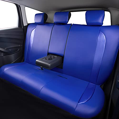 Flying Banner car seat Covers Protects Water Proof Faux Leather Carbon Fiber Fronts Rear Bench Covers (Blue Blue, Full Set - 8PCS) - color: Blue Blue, size: Full Set -- 8pcs