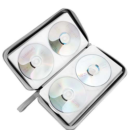 Siveit CD Case, DVD Case Holder 96 Capacity Hard Plastic CD DVD Disc Cases Storage Binder Wallet for Car Home Office Travel (Black) - color: Black