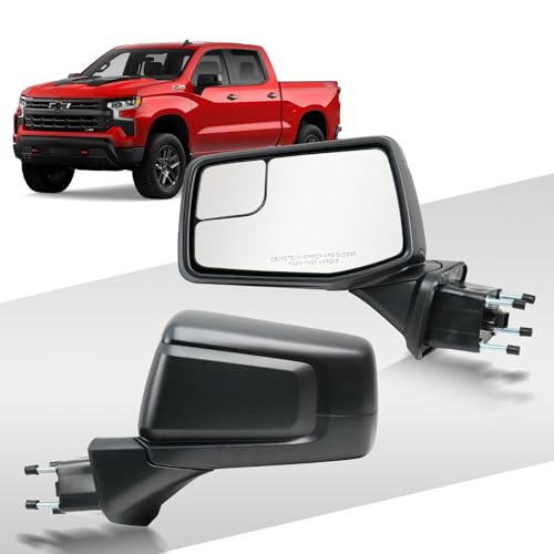 Driver Left Side Door Mirror for 2019-2024 Chevy Silverado 1500, with Heated Power Glass Manual Folding Convex Blind Spot Glass, Replace#GM1320583(5 Pins) - size: Left
