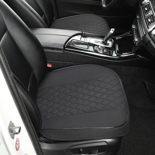 West Llama Linen Front Car Seat Cover Protector Anti-Slip Bottom Seat Cover Fits 95% of Vehicles,Wrapping Around The Bottom,Diamond Pattern(Black-2Pcs) - color: Diamond Pattern-Black, size: 2pc