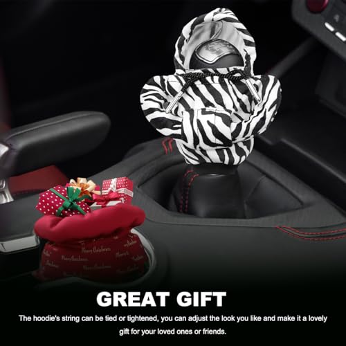 DXNQ Car Gear Shift Hoodie Cover, Fashionable Gear Shift Knob Protector, Zebra, 6.9 x 2.6 inches - color: Zebra