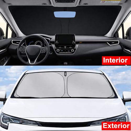 Car Windshield Sun Shade, Helps Keep Interior Cooler & Improve Comfort, Reinforced Edges & Flexible Frame, Foldable Design for Daily Use & Long Parking, Suitable for Most Sedans - size: 55 x 27 in