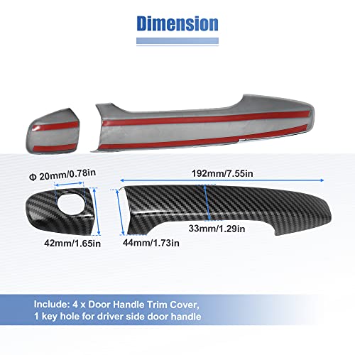 X AUTOHAUX 8 Pcs Car Door Handle Cover Trim Carbon Fiber Pattern W/Key Hole for Subaru WRX STi 2015-2021 Door Handle Protector Trim Exterior Decoration No Keyless Hole