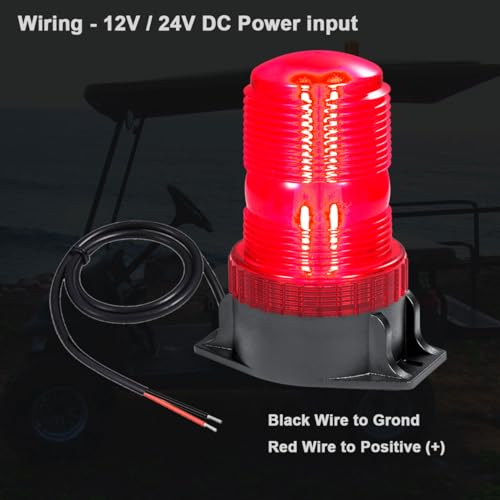 WOWTOU Roof Top Magnetic LED Red Strobe Beacon for Volunteer Firefighter Vehicles Police Cars Fire Trucks Forklift POV, 12V 24V Safety Warning Flasher Emergency Flashing Lights - color: Red