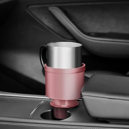 Upgraded Car Cup Holder Expander Adapter with Offset Adjustable Base, Compatible with Yeti 14/24/36/46oz Ramblers, Hydro Flasks 32/40oz, Other Large Bottles Mugs in 3.5"-4.0", Pink 1 Pack - color: Pink, size: Large*1