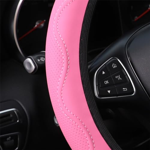 zipelo Elastic Stretch Steering Wheel Cover, Microfiber Breathable Ice Silk, Universal 15 Inch Anti-Slip Car Steering Wheel Protector, Warm in Winter and Cool in Summer for Women (Style2-Pink) - color: Style2-Pink