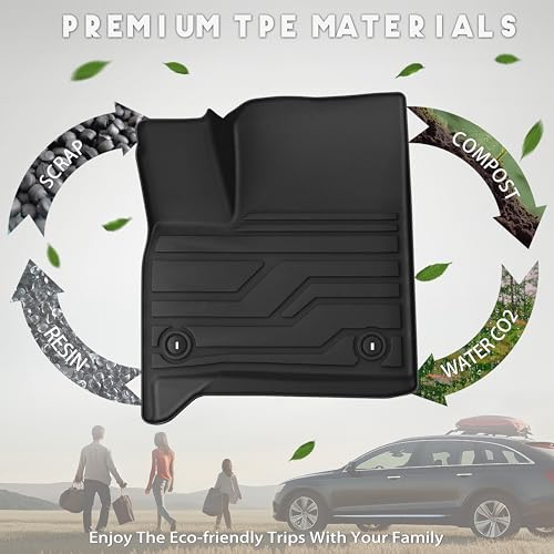 KARPAL Floor Mats for 2024 2025 2026 Chevy Traverse 7 Seats & 2025 2026 Buick Enclave 7 Seats Captain Chairs, All-Weather TPE Custom Fit Floor Liners Car Accessories - style: 2024-2026 | For Chevy Traverse | Full Set