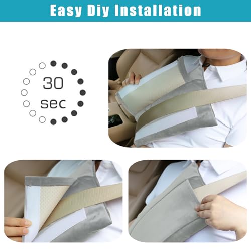 Super Soft Seatbelt Pillow, Seat Belt Pillow for Mastectomy Post-Surgery, Seat Belt Cushion for Heart Surgery Recovery, Hysterectomy Abdominal Incision Recovery Seatbelt (Light Gray, Large) - color: Light Gray