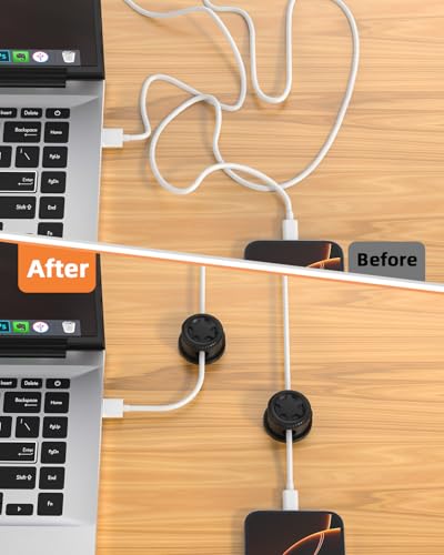 6 Pack Cord Organizer Holder,360° Rotation Magnetic Easy Open Enfriliv Organize Phone Charging Cords Wire Holder,for Home,Office,Car,Desk,Nightstand Strong Adhesive Desk Cable Management, (6Pack)