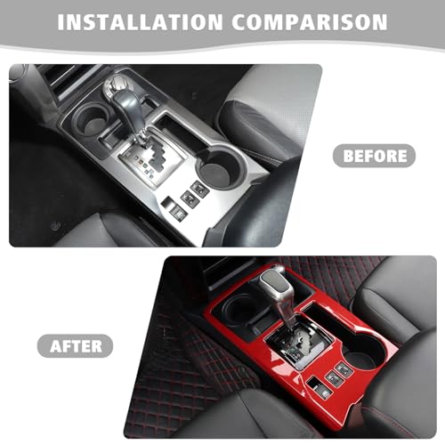 Jimen Compatible with Toyota 4Runner 2010-2023, Gear Shift Panel Cover Interior Trim Accessories (Red) - color: Red