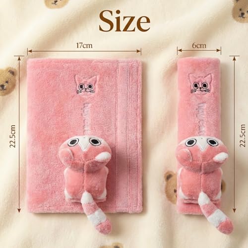 UNICOLD 2-Pack Ultra-Soft Short Plush Seatbelt Cover, Cute Animal Edition – Cloud-Like Shoulder Pad for a Comfy Ride for Adults & Kids (GP-Kitten) - style: GP-Kitten