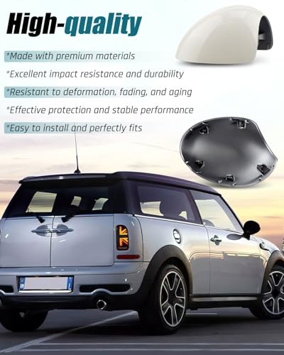 Left Right Side Mirror Caps Rearview Mirror Cover Cap Glossy White Pair Fit for Mini R55 R56 R57 R58 R59 R60 R61 2007-2016 Manual Folding Mirrors Only Replace 51162754913, 51162754914 - size: Glossy White