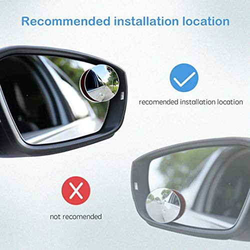 CUNCUI 2pcs Blind Spot Mirror, 360 Degree Adjustabe HD Glass, 2" Round HD Glass Convex Rear View Mirror, for any Car, Van, Suv and Trucks. - size: 1.97in(Round)