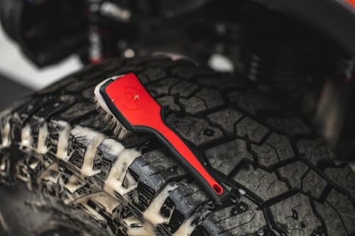 Detail Factory - ProGrip Tire Brush - Ergonomic ProGrip Handle, Stiff Synthetic Bristles, Ergonomic Design, Clean Your Tires with Ease - Octane Ectoplasm - color: Lime/Black, size: Standard