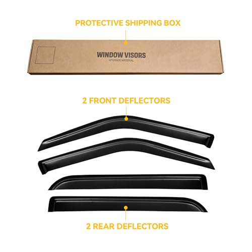 Window Visors for 1997-2017 Ford Expedition, Rain Guards Shield Vent Deflector Shade Dark Smoke for 2007-2017 Expedition XL, 1998-2017 Lincoln Navigator, Tape-On, 4PCS - style: For 1997-2017 | Ford Expedition | Out-Channel