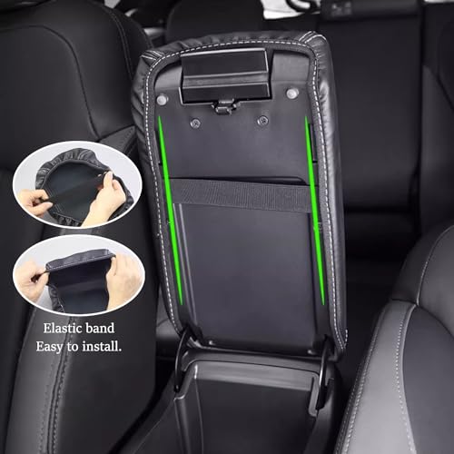 Car Armrest Cover Waterproof Center Console Pad Scratch Resistance Box Cover Anti-Scratch Leather Protector Pad for Chevy Trax 2024 2025 2026 Accessories(Black + Red Stitches) - color: Black + Red Stitches