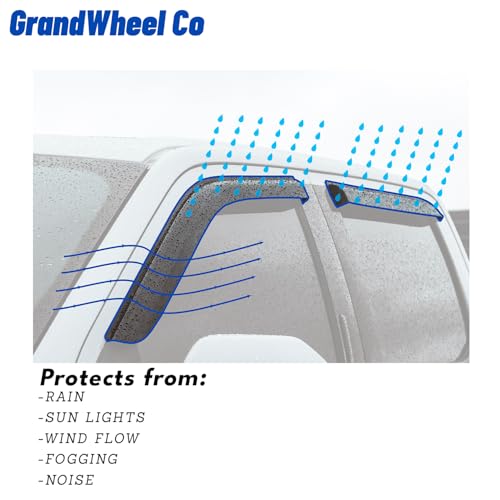 Window Deflectors Smoke Tinted Tape-On Side Window Vent Visor Deflectors Rain Guards Compatible with Compass 2017-2026 - 4pcs. GW0016 - color: Black