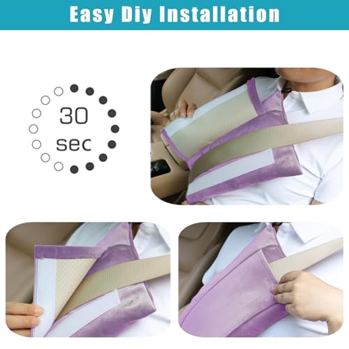 Super Soft Seatbelt Pillow, Seat Belt Pillow for Mastectomy Post-Surgery, Seat Belt Cushion for Heart Surgery Recovery, Hysterectomy Abdominal Incision Recovery Seatbelt (Lavender, Large) - color: Lavender