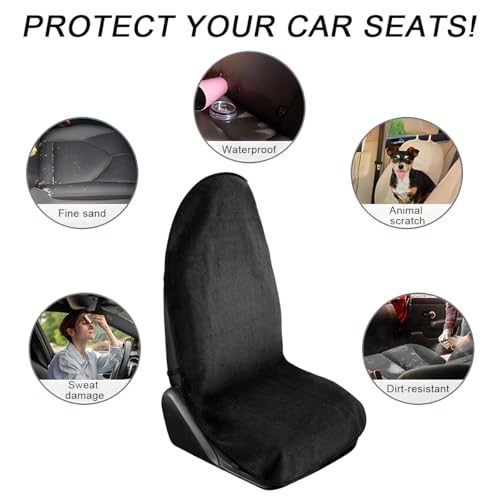 DXNQ 2PCS Car Towel Seat Cover, Waterproof Sweating Non-Slip Premium Soft Towel Carseat Protector, Universal Machine Washable Car Truck SUV Front Seat Cover for Gym Workout Beach Hiking (Black) - color: Black, 2pcs, Front