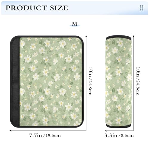 2 PCS Soft Auto Seat Belt Cover Seatbelt Cushions Shoulder Pad Compatible with All Cars and Backpack Pale Green and Yellow Flowers Medium