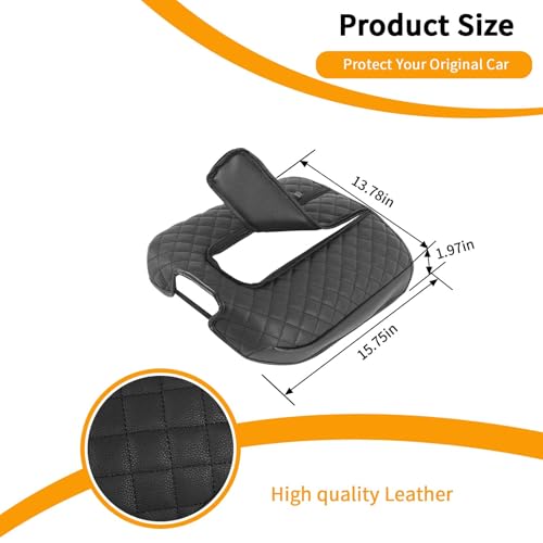 Armrest Pad Cover Car Center Console Protector Compatible with Chevrolet Silverado 2019-2024, for Suburban 2020-2024, PU Leather Console Lid Replacement, Black - color: Black B