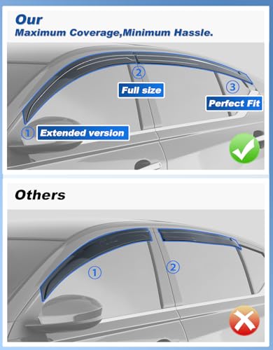 6-PCS Extra-Thick Rain Guards Fit for 2019-2026 Nissan Altima Extra Durable Tape-on Window Rain Guard Window Deflectors Vent Shades Window Visor Vent Visors Exterior - size: Fit for 2019-2026 Nissan Altima