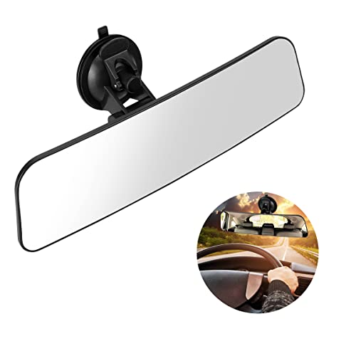 Car Rear View Mirror with Suction Cup, Anti Glare Wide Angle HD Auto Inside Rearview Mirror, 360 Degrees Adjustable Reduce Blind Spots, Universal for Vehicle, Marine, Boat, Truck, SUV, Van - color: Suction Cup/White