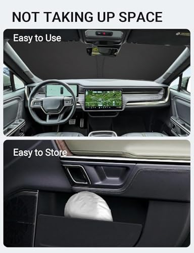 Proadsy Windshield Sun Shade for Rivian R1S 2022-2025 2026 4-Layer Foldable Front Sunshade Protector Sun Visor Blocks UV Rays Keep Car Cooler - size: Rivian R1S 2022-2026