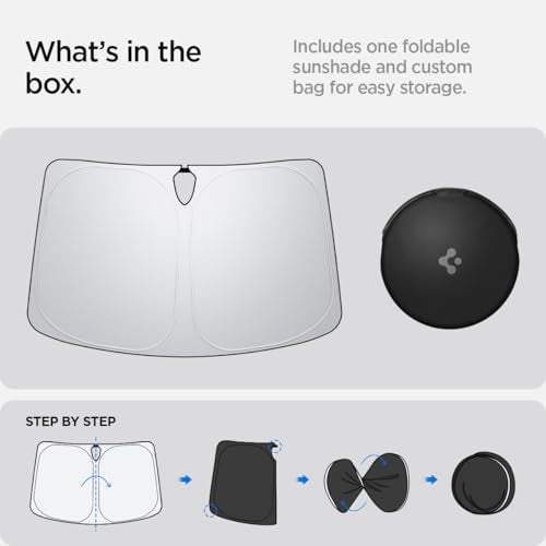 Spigen Front Windshield Sunshade for All Tesla Model S Cryoshade with UV Protection for Tesla Model S 2025/2024/2023 (2012 to Current) - size: Model S
