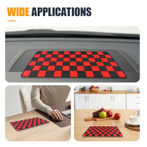 YoRise Car Dashboard Anti Slip Mat, 10.62'' × 5.90'' PVC Center Console Pad, Non-Slip Sticky Dash Mat, Washable Car Dashboard Gripping Pad for Phone, Glass, Key, GPS (Red) - color: Red