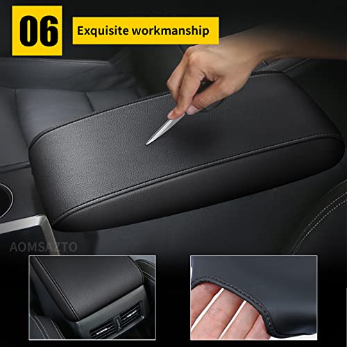 AOMSAZTO Console Covers for 2013-2018 Nissan Altima Armrest Covers for Nissan Altima Leather Black with Black Stiches - size: 2013-2018 Nissan Altima