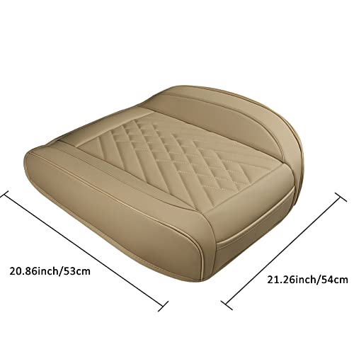 GIANT PANDA 1pack Front Car Seat Cover Bottom Seat Cover, PU Leather Driver Car Seat Protector Fits 95% of Vehicles, Wrapping Around The Bottom (Beige) - color: Front Seat Beige, size: 1 Piece Standard Size