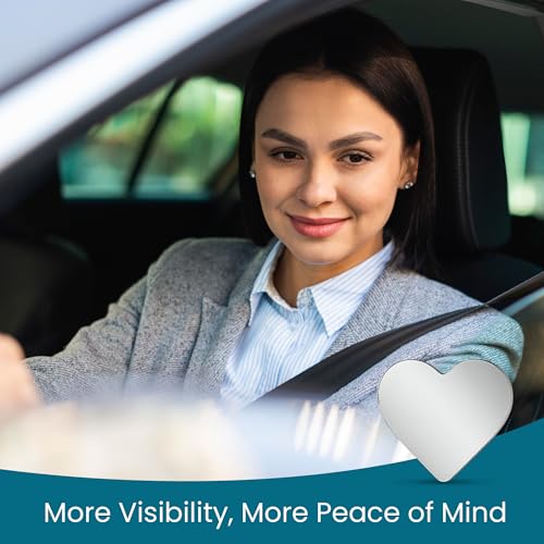 Blind Spot Mirrors, Heart Shaped HD Glass Frameless Convex Rear View Mirrors, Wide Angle Adjustable Stick for Side Mirror, Automotive Exterior Accessories for Car, SUV & Trucks, Pack of 2