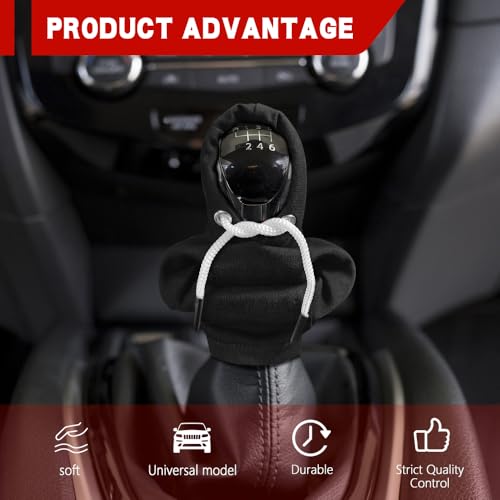 Gear Shift Hoodie, Shifter Hoodie, Funny Car Gear Shift Protector Cover, Automotive Interior Cute Gadgets Fashionable Mini Sweater Shifter Stick Knob Cover Universal for Most Vehicles (Black) - color: Black