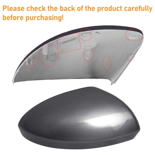 Moonlinks Compatible with Nissan Sentra 2020 2021 2022 2023 2024 Side Mirror Cover Replacement, Gray Right Passenger Side Clip-on Mirror Cap for Sentra S/SR/SV/Sense/Advance/Exclusive - color: Right Gray