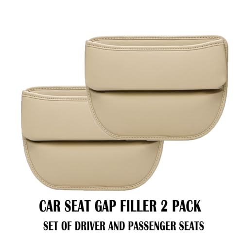 Universal Fit Premium Leather Car Seat Gap Filler Organizer, Center Console Organizer for Car SUV Truck (Beige,2 Pack) - color: Beige,2 Pack