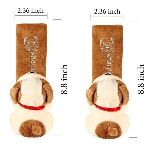 ZOSTLAND 2Pcs Car Seat Belt Pad Cover,Lovely Soft Auto Safety Strap Shoulder Pads,Plush Brown Cartoon Dog Doll Seatbelt Cover,Cute Harness Pad,Compatible with All Cars and Backpack(2Pcs Dog) - color: 2Pcs Dog
