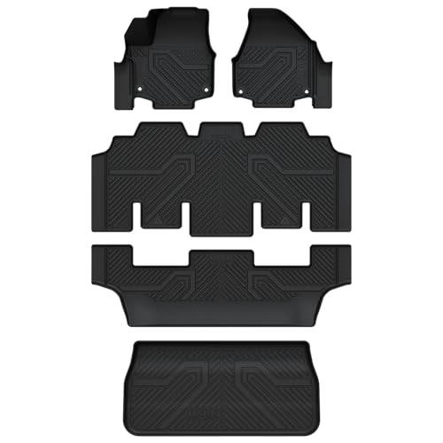 LASFIT Floor Mats for Chrysler Pacifica 2017-2026, All-Weather TPE Floor Liners & Trunk Cargo Mats Accessory for Pacifica/Voyager (7-Seater,Non Hybrid - size: 2017-2026 | for Chrysler Pacifica | Full Set