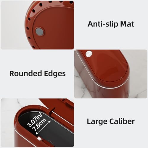 PAVSTINE Mini Trash Can for Desk with 5 Rolls of Trash Bags, Small Press-Top Countertop Garbage Bin, Removable Waste Basket for Bedroom, Vanity, Coffee Table, Kitchen (Red Full-Lid) - color: Red Full-Lid