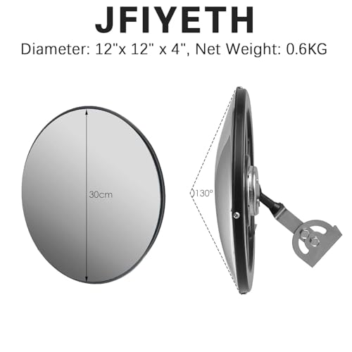 12-Inch Traffic Mirror – 160° Adjustable Wide-Angle Convex Safety Mirror for Driveways, Garages, Warehouses & Parking Lots, Indoor/Outdoor Blind Spot Coverage