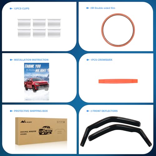 Nilight in-Channel Window Visors for 1996–2026 Chevy Express Van 1500/GMC Savana 1500, Vent Window Deflectors Rain Guards, Fresh Air in Rainy Weather, Highway Wind Noise Reduction-2PCS - color: 1996-2014 Chevy Express Van 1500